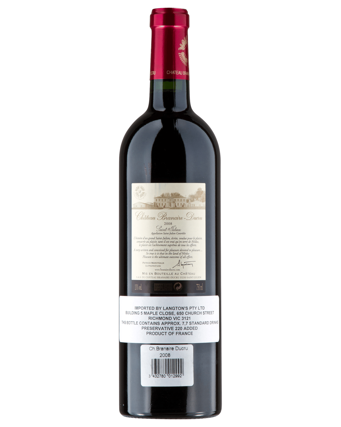 Image of Chateau BRANAIRE DUCRU SAINT JULIEN AC 2008