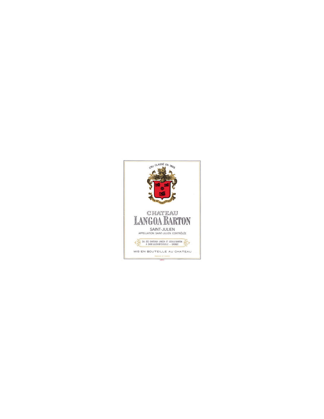 Image of Chateau LANGOA BARTON SAINT JULIEN AC 2020