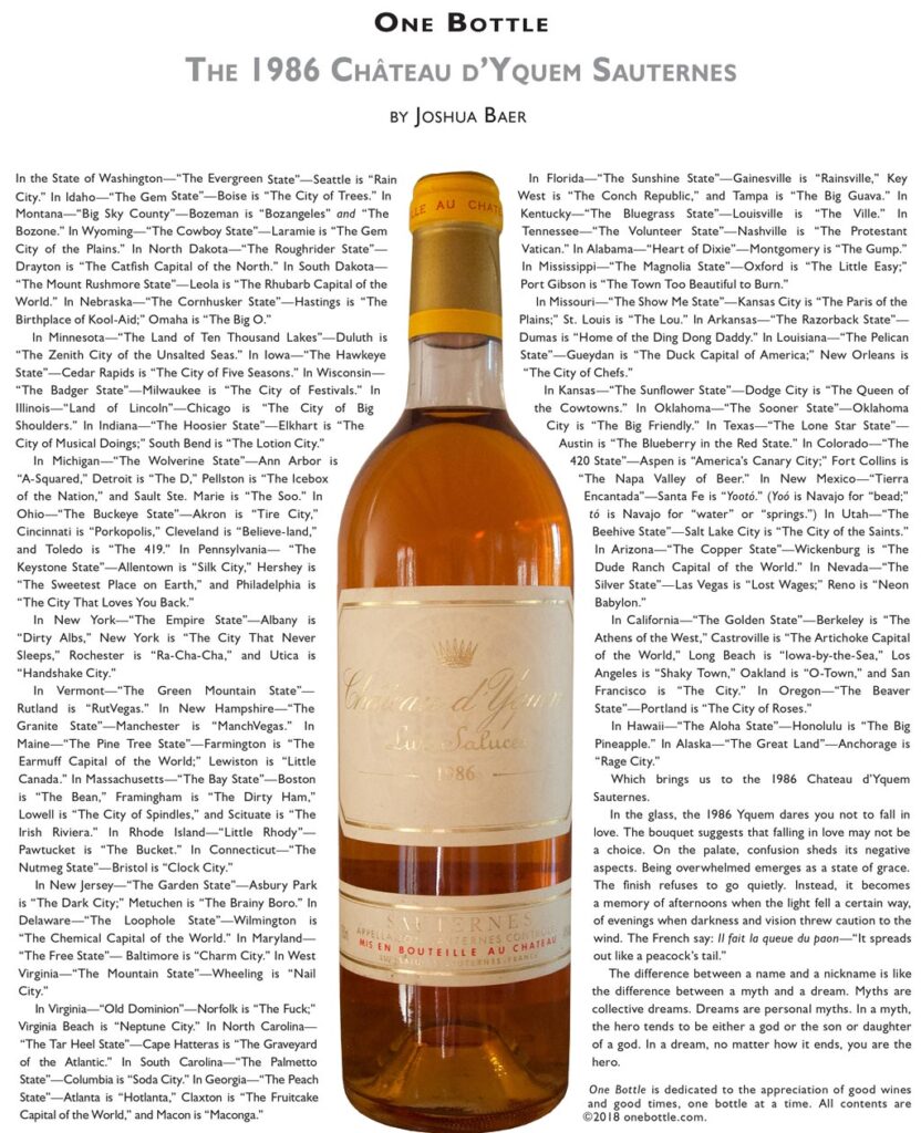 Chateau D'YQUEM SAUTERNES AC 1986 White